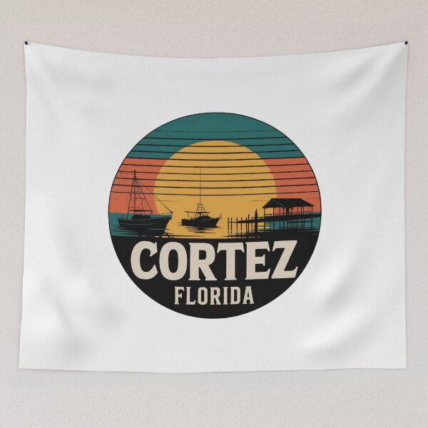 Item preview, Cortez Florida: Retro Boats Sunset Badge designed and sold by CircinusStore.