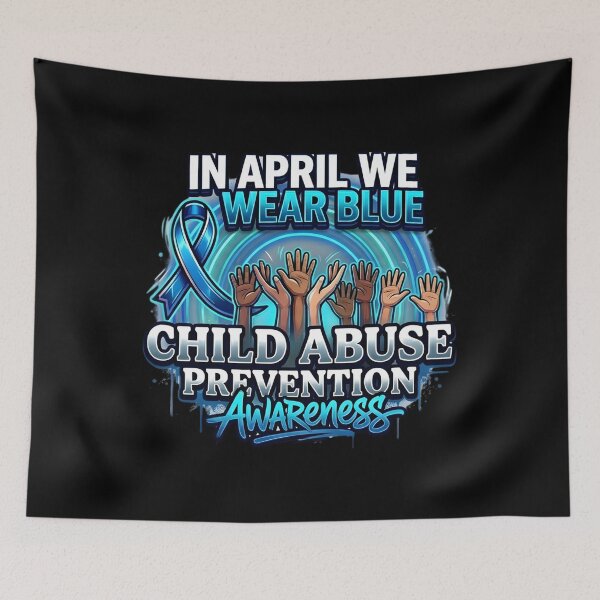 Item preview, In April We Wear Blue Child Abuse Awareness Rainbow  designed and sold by THREE LITTLE BEANS.