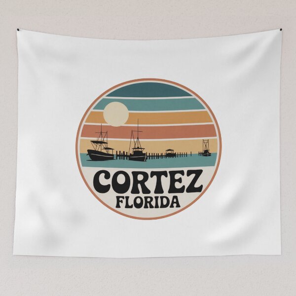 Item preview, Cortez Florida: Retro Fishing Boats Sunset Badge designed and sold by CircinusStore.
