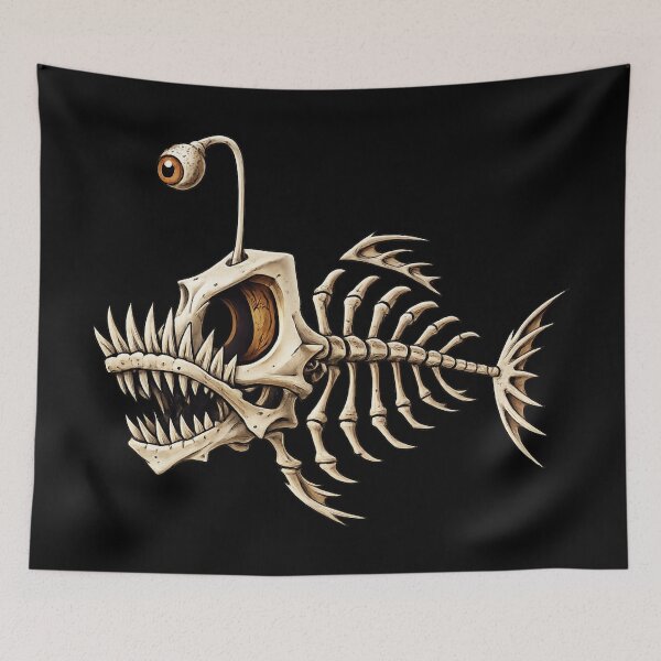 Item preview, Skeleton Anglerfish - Deep Sea Bone Creature Horror designed and sold by myforestfog.