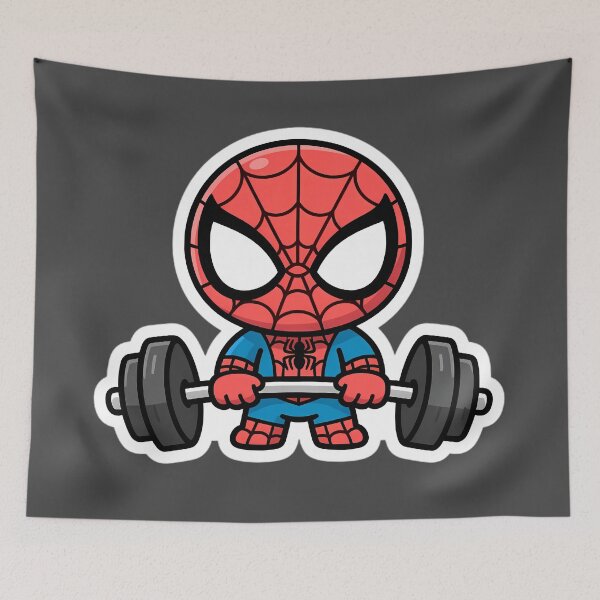 Item preview, Tiny Web-Slinger Strength Illustration | Chibi Deadlift Fitness Design designed and sold by LoomisDreams.