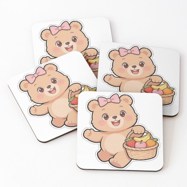 Item preview, Cute Bear Carrying Fruits-Kawaii Teddy Picnic Sticker designed and sold by carestazafeli.
