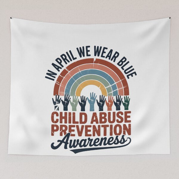 Item preview, In April We Wear Blue Child Abuse Awareness Rainbow  designed and sold by THREE LITTLE BEANS.