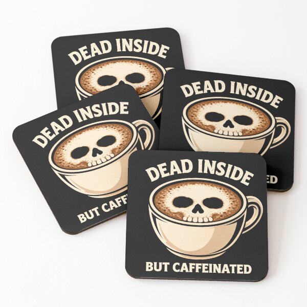 Item preview, Dead Inside But Caffeinated Funny Coffee Skull Shirt Dark Humor Introvert Tee designed and sold by VibeOffline Studio.