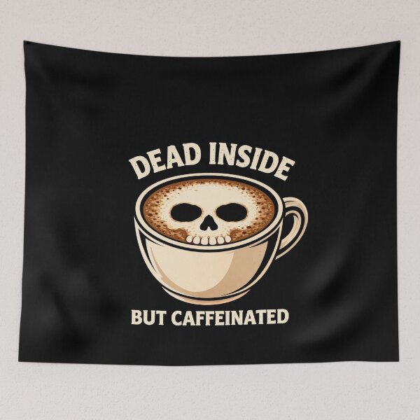 Item preview, Dead Inside But Caffeinated Funny Coffee Skull Shirt Dark Humor Introvert Tee designed and sold by VibeOffline Studio.