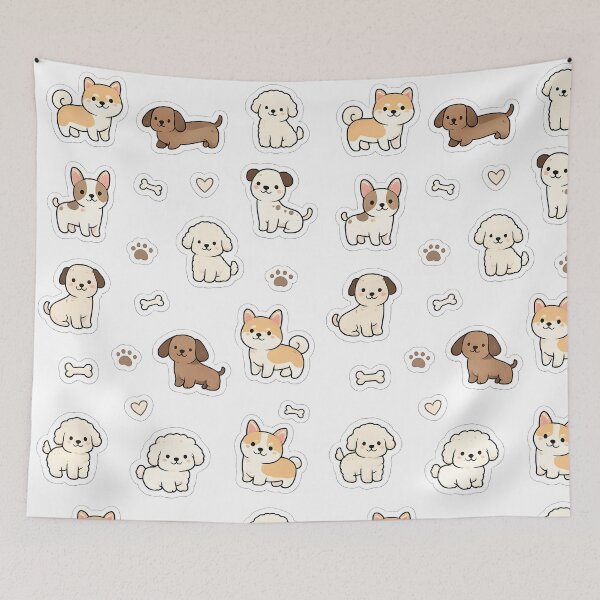 Artikelvorschau, Kawaii-Welpen-Sticker-Set – Niedliche Hunde-Illustrationen entworfen und verkauft von blankTeeShirt.