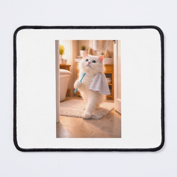 Item preview, Sleepy Morning Cat with Toothbrush designed and sold by LovelyCatGalaxy.