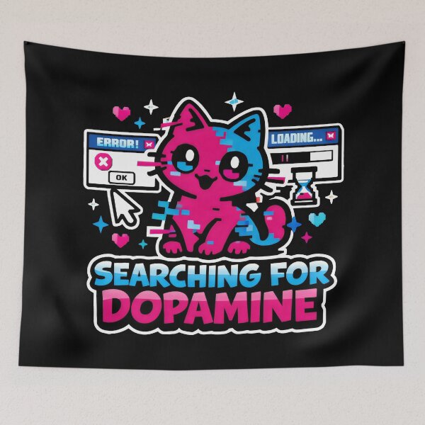 Item preview, Searching For Dopamine Aesthetic Mental Health Cat designed and sold by SplashTastic.