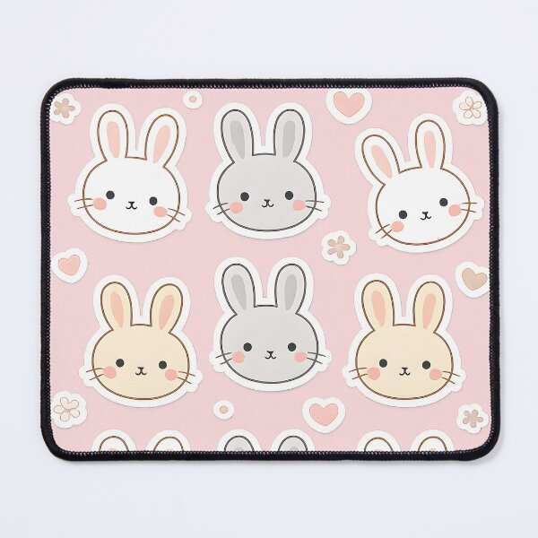 Item preview, Kawaii Bunny Faces Pattern – Cute Pastel Rabbit Sticker Style designed and sold by blankTeeShirt.