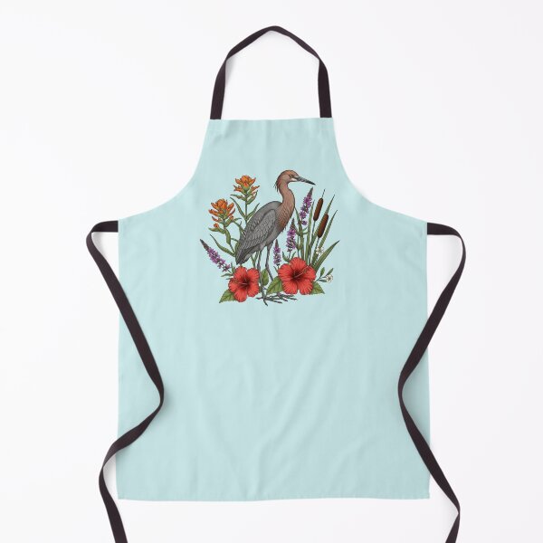 Item preview, Vibrant Reddish Egret Among Wetland Wildflowers and Cattails designed and sold by BirdsnStuff.