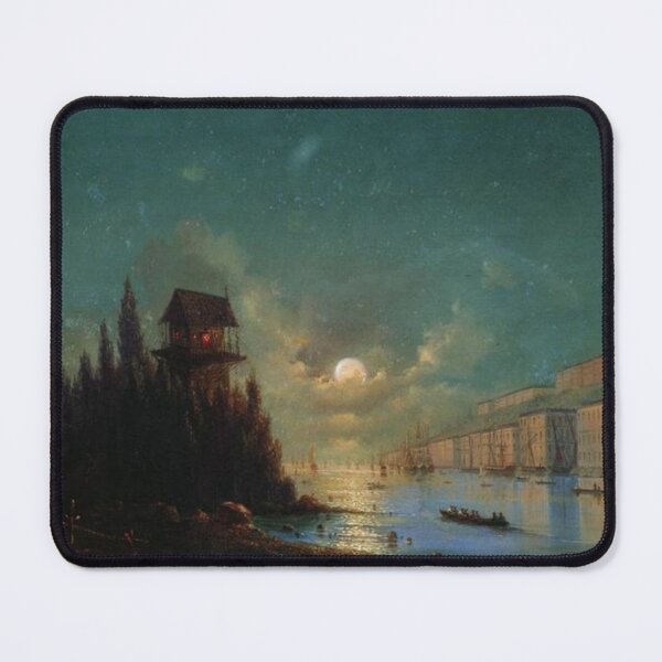 Item preview, View of seaside town in the evening with a lighthouse designed and sold by SharonTheFirst.