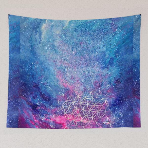 Item preview, Flower of Life Watercolors Cosmic Painting  designed and sold by shantilovesart.