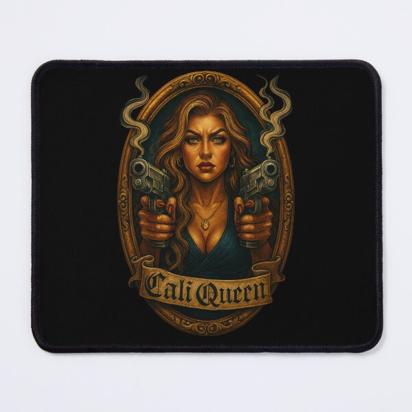 Item preview, Cali Queen Gun Goddess – Chicano Tattoo Art Poster, Latina Boss Lady Street Art, Cartel Queen Aesthetic, Bold Vintage Frame Design designed and sold by DyfunctionalTee.