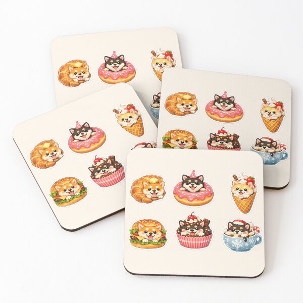 Item preview, Kawaii Shiba Inu Dessert & Snack Sticker Pack designed and sold by blankTeeShirt.