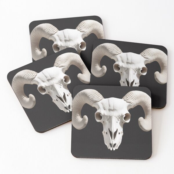 Item preview, Front-facing ram skull with large curled horns designed and sold by ChernivtsiSkoda.