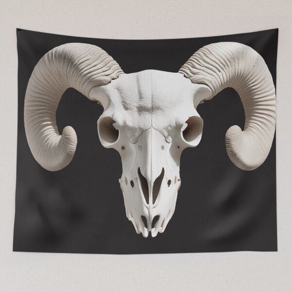 Item preview, Front-facing ram skull with large curled horns designed and sold by ChernivtsiSkoda.