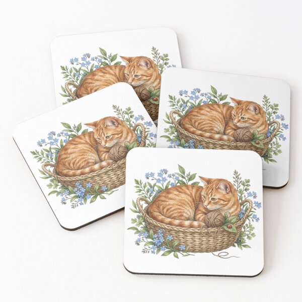 Item preview, Cozy Ginger Cat in Wicker Basket designed and sold by MrFoxy.