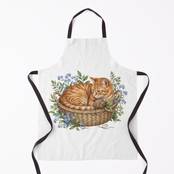 Item preview, Cozy Ginger Cat in Wicker Basket designed and sold by MrFoxy.