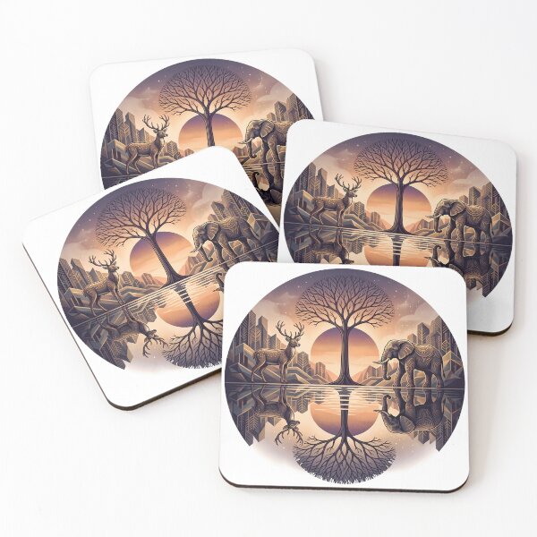 Item preview, The Mirror of Existence: Symmetrical Wildlife & Tree of Life Design designed and sold by Morden-Design.