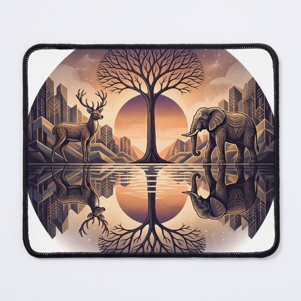 Item preview, The Mirror of Existence: Symmetrical Wildlife & Tree of Life Design designed and sold by Morden-Design.