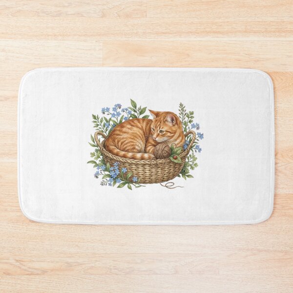 Item preview, Cozy Ginger Cat in Wicker Basket designed and sold by MrFoxy.