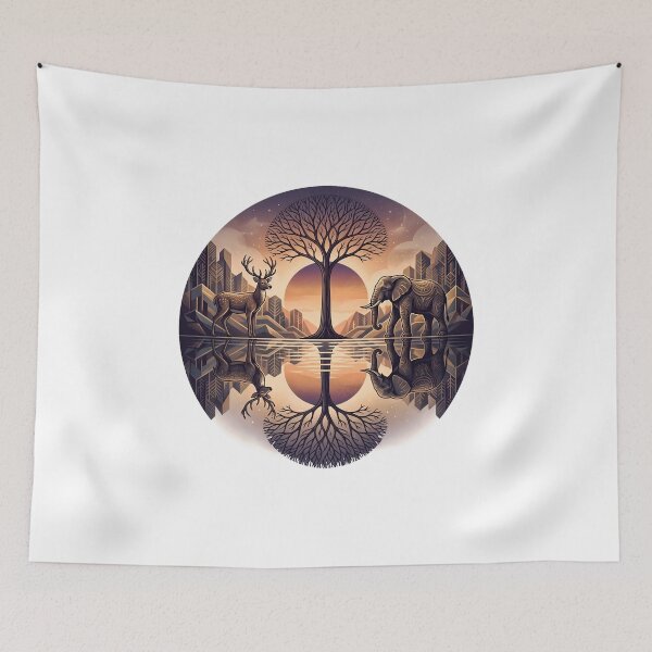 Item preview, The Mirror of Existence: Symmetrical Wildlife & Tree of Life Design designed and sold by Morden-Design.