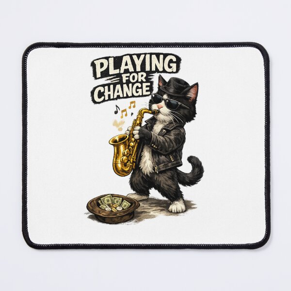 Item preview, Street Sax Cat – Playing for Change designed and sold by IrynaLineArt.