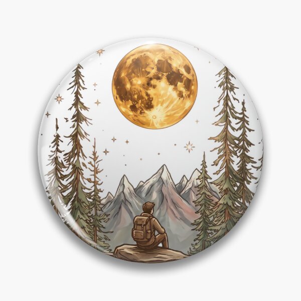 Item preview, Moonlit Mountain Solitude - Traveler Stargazing Artistic Design designed and sold by Morden-Design.
