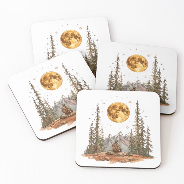 Item preview, Moonlit Mountain Solitude - Traveler Stargazing Artistic Design designed and sold by Morden-Design.