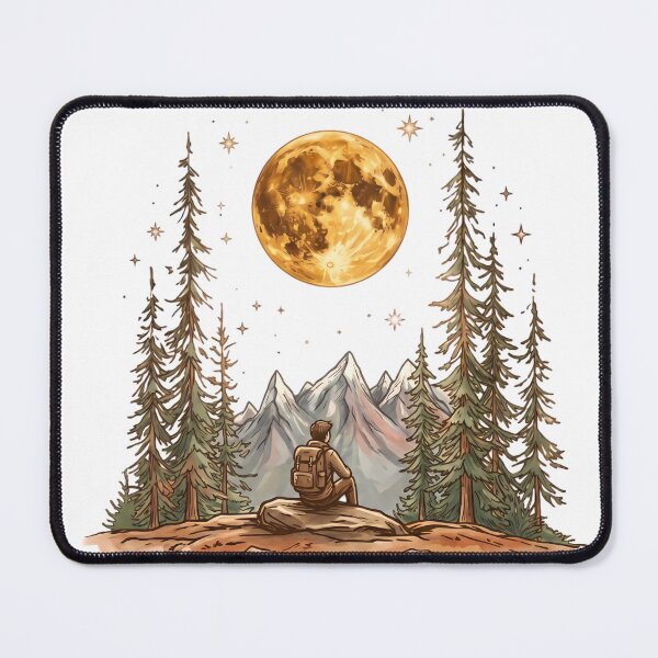 Item preview, Moonlit Mountain Solitude - Traveler Stargazing Artistic Design designed and sold by Morden-Design.