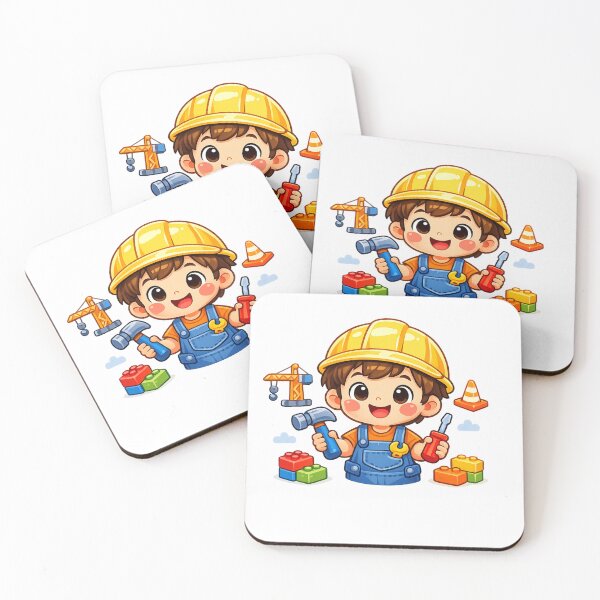 Item preview, Cute Cartoon Construction Kid with Toy Tools - Bright Sticker Design designed and sold by MKreative Studio.