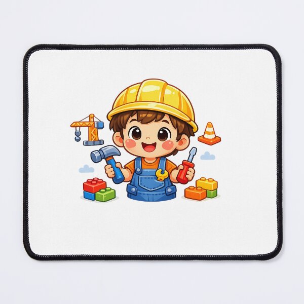 Item preview, Cute Cartoon Construction Kid with Toy Tools - Bright Sticker Design designed and sold by MKreative Studio.