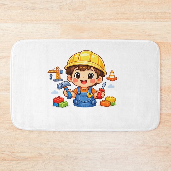 Item preview, Cute Cartoon Construction Kid with Toy Tools - Bright Sticker Design designed and sold by MKreative Studio.