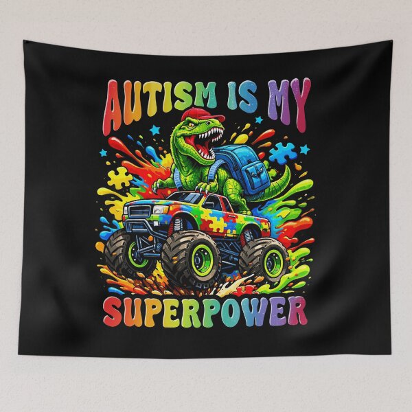 Item preview, Autism is My Superpower Dinosaur T Rex Truck Puzzle designed and sold by BlightedArt.