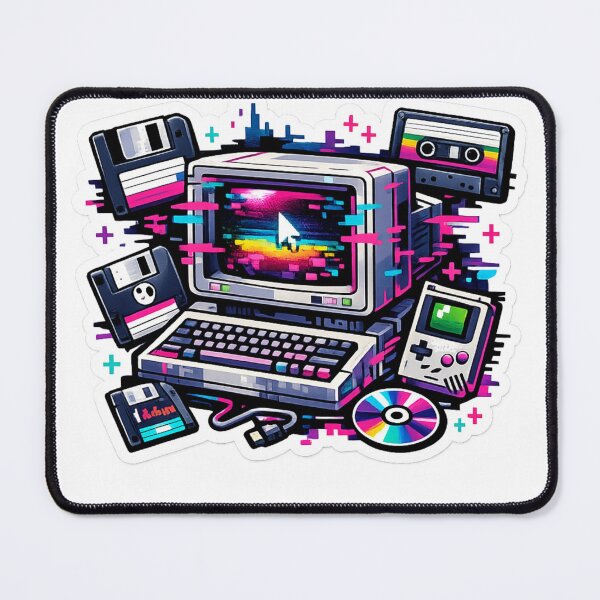 Item preview, Retro Computer Glitch Sticker – 90s Nostalgia Gaming, Pixel Art Vaporwave Tech Gift designed and sold by CosyCush.