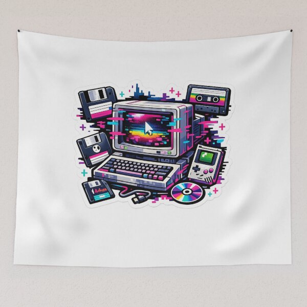 Item preview, Retro Computer Glitch Sticker – 90s Nostalgia Gaming, Pixel Art Vaporwave Tech Gift designed and sold by CosyCush.