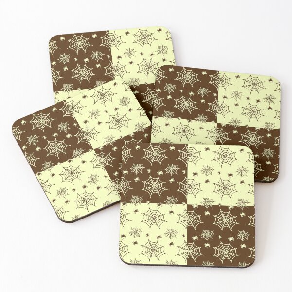 Item preview, Light yellow and dark brown interchange web pattern designed and sold by serenebookworm.