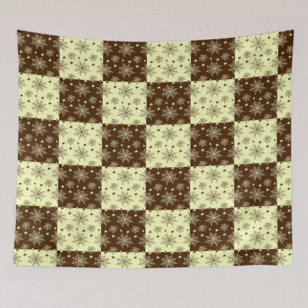 Item preview, Light yellow and dark brown interchange web pattern designed and sold by serenebookworm.