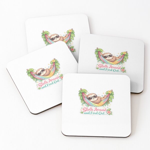 Item preview, Kawaii Sloth “Sloth Around and Find Out” Tropical Vibes Sticker ?? designed and sold by SparkVault.