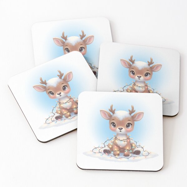 Item preview, Cute Christmas Deer with Fairy Lights | Winter Holiday Illustration designed and sold by Rivistudio.