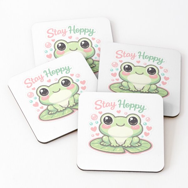 Item preview, Stay Hoppy Cute Frog Sticker – Kawaii Frog on Lily Pad, Cottagecore Pastel Gift designed and sold by CosyCush.