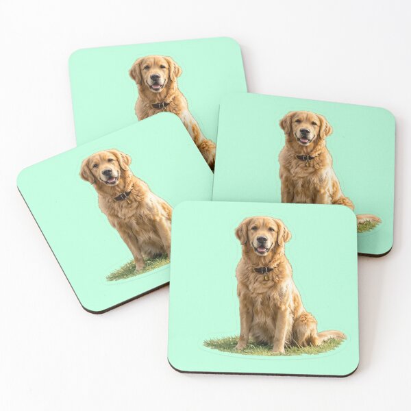 Item preview, Happy Golden Retriever Sitting on Grass - Cute Dog Lover Art designed and sold by irfanshikh.