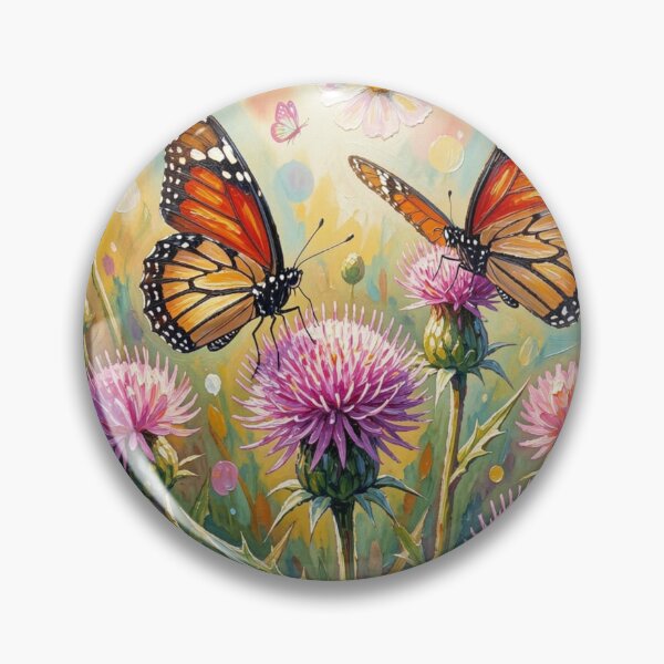 Item preview, Luminous monarch butterflies on wild thistles in a colorful natural setting designed and sold by FotoworldEdel.