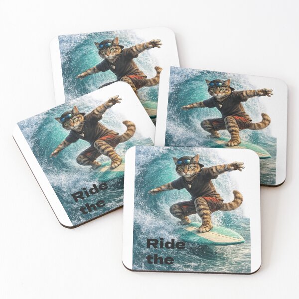 Item preview, Surf Cat – Ride the Wave designed and sold by IrynaLineArt.