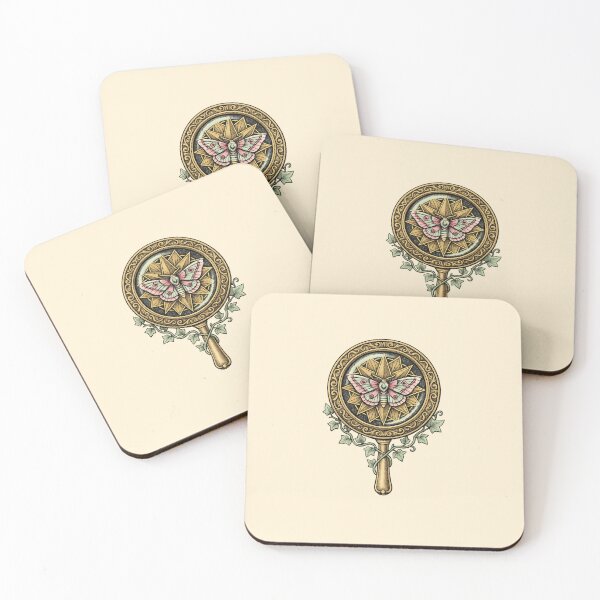 Item preview, Moth Hand Mirror Ivy Gold Ornate Witchy Dark Botanical Art designed and sold by VibeMax.