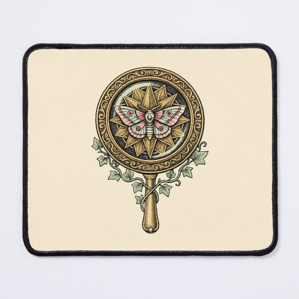Item preview, Moth Hand Mirror Ivy Gold Ornate Witchy Dark Botanical Art designed and sold by VibeMax.