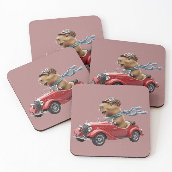 Item preview, Capybara Road Trip – Vintage Retro 1920s Red Car designed and sold by EnlightArt.