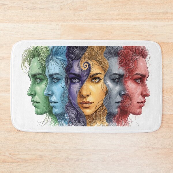Item preview, Colorful Multi‑Face Portrait of a Woman Showing Emotions, Identity and Inner Worlds designed and sold by FireOrchid.