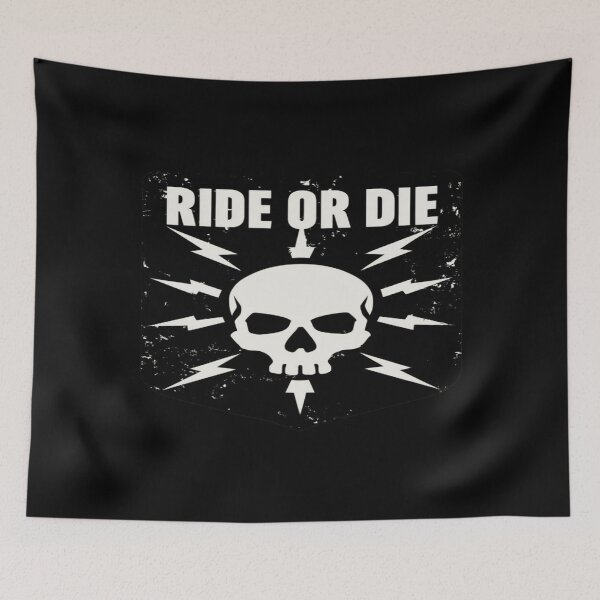 Item preview, Ride or Die Skull Emblem • Vintage Distressed Motorcycle Graphic with Lightning Bolts designed and sold by Bright Nest Studio.