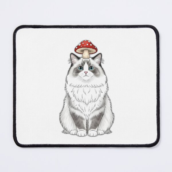 Item preview, Ragdoll Cat With Tiny Mushroom Hat designed and sold by pumsquare.